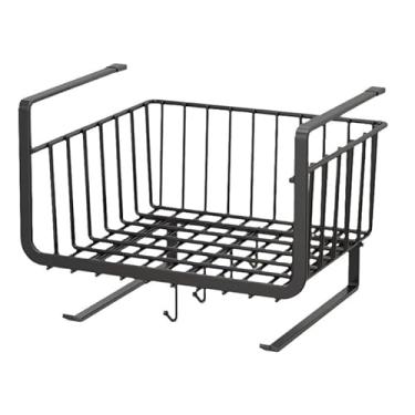 Imagem de Kit Cesto Suspenso Organizador de Armário – Gaveta Grande para Prateleira, Cozinha e Banheiro | Instalação Sem Furos | Plástico + Aço(1 Unidade)