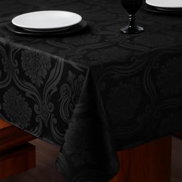 Imagem de Toalha De Mesa Tecido Jacquard Retangular Durável(Preto,8 Lugar 2,50x1,40)