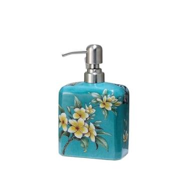 Imagem de Dispensador de sabão Dispensador de sabonete líquido cerâmica 540ml com bomba dosadora, frasco vazio para para mãos e gel banho, tipo prensa, para uso em hotéis(Blue)