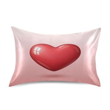 Imagem de SEHANY Capas de almofada de seda para cabelo e pele para o Dia dos Namorados, capas de almofada de cetim respiráveis macias e refrescantes com fecho de envelope, tamanho king (50,8 x 101,6 cm)