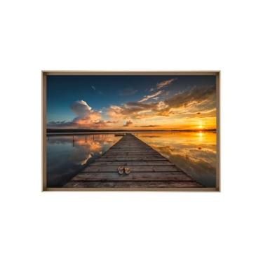 Imagem de Quadro Decorativo com Vidro Sala Hall Quarto 84x124cm Azul Mar