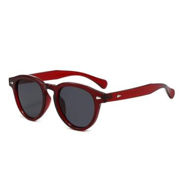 Imagem de Óculos de Sol Ovais Femininos com Rebites, Estilo Punk Masculino, Transparentes, em Cores Vibrantes, Proteção UV400, Ideais para Esportes ao Ar Livre, Corrida e Ciclismo, nas Cores Vermelho e Cinza.