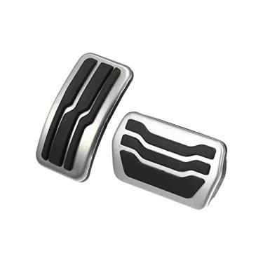 Imagem de X AUTOHAUX Conjunto de 2 peças de capa de pedal de acelerador e pedal de freio para carro capa de pedal de veículo para Ford Escape 2001-2022 borracha metálica tom prata preto