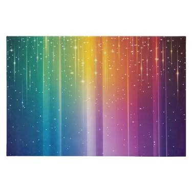 Imagem de Tapete de área 60 x 90 cm, macio, lavável, antiderrapante, com fundo de borracha, arco-íris, gradiente, para sala de estar, quarto, decoração de casa