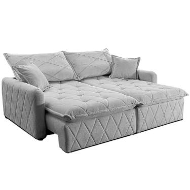 Imagem de Sofá 3 Lugares Cama Inbox Sublime Com Assento Retrátil Cinza Claro