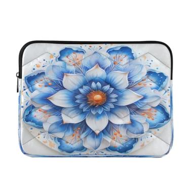 Imagem de Kigai Bolsa para laptop, flor mandala azul macia e resistente a impactos, capa para laptop, bolsa protetora para notebook de 13 a 14 polegadas