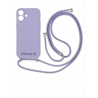 Imagem de Capa Com Cordão Ajustável Para iPhone 16 | Capinha Com Alcinha | Case com Alça para Pescoço (Lilás)