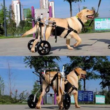 Imagem de PUJPOQRP Cadeira de rodas para animais de estimação carrinho ajustável para animais de estimação com rodas, ferramentas de mobilidade para cães para fraqueza dos membros traseiros, suporte para pernas