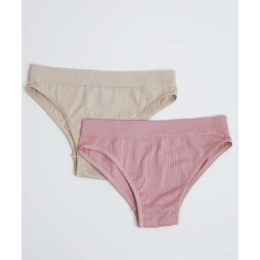 Imagem de Kit 2 Calcinhas Biquíni Canelada DelRio-34226, Rosa, Bege, P