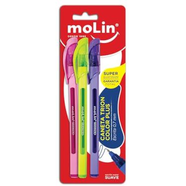 Imagem de Molin Caneta Esferográfica Trion Color Plus - 0,7mm - Blister com 3 Unidades