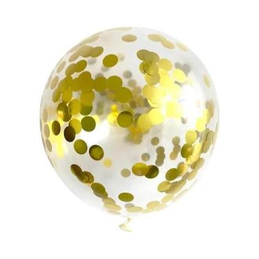 Imagem de Balões De Látex Transparentes Com Glitter Dourado 5/10/20pcs Para Deco