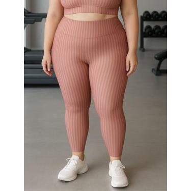 Imagem de Calça Legging Fitness Plus Size Cirrê 3D Feminina Leg Academia Cintura