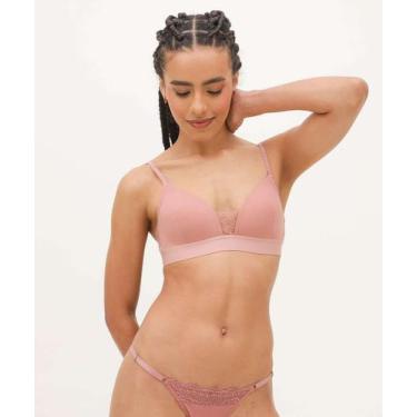 Imagem de Sutiã Renda Sem Aro e Com Bojo Textura Marisa-55048, 46, Rosa