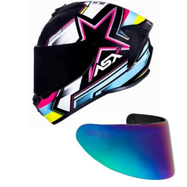 Imagem de Capacete ASX Draken Pilot Preto Colors Mais Viseira Camaleão