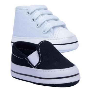 Imagem de Kit 2 Tenis Sapatinho Bebe Menina Menino Star Slip On K39-Masculino