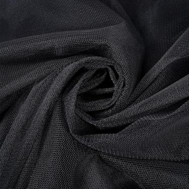Imagem de Tecido de malha preta 154,9 cm por 4 jardas, tecido de tule preto de malha transparente tecidos de organza para vestido de casamento espartilho base de dança fantasia decorações de festa de casamento