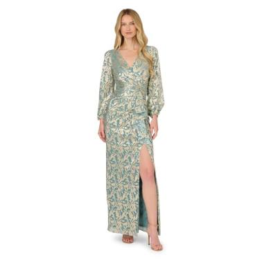 Imagem de Adrianna Papell Vestido metálico enrugado menta/dourado, Ouro menta, 40