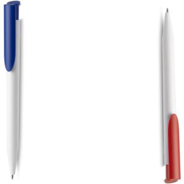 Imagem de Caneta Esferográfica Retrátil, Metal, Azul, Ponta Média 1.0mm, Touch, Corpo Emborrachado, Cilíndrico, Moderno, 25g (Azul e Laranja)