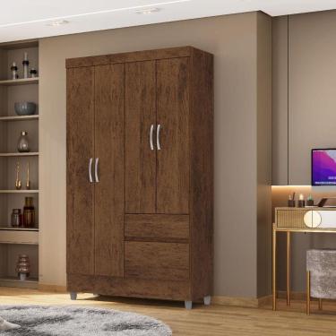 Imagem de Guarda-roupa Ideal Plus 4 Portas 2 Gavetas Imbuia Rústico - Vila Rica