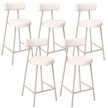 Imagem de Kit 05 Banquetas Baixa Cozinha Sala Jantar Bancada Milão Arena L02 Lin