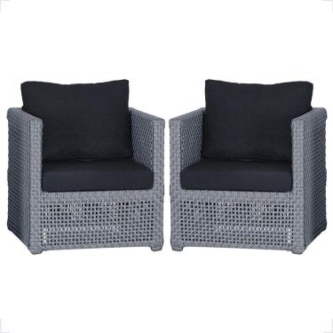 Imagem de 2 Poltronas Madri Alumínio Corda Náutica Estofado 12 Trama Prata