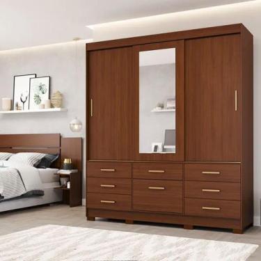 Imagem de Guarda-Roupa Casal 3 Portas Correr 7 Gavetas Luíza Panan Roupeiro, Jeq