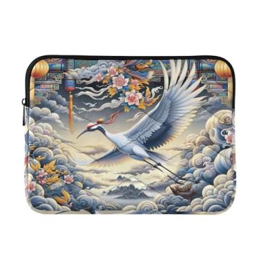 Imagem de Capa para laptop de viagem, bolsa fina para transporte de computador, guindaste voando pelas nuvens, à prova de choque, capa protetora para notebook