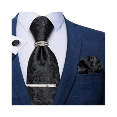 Imagem de Conjunto De Gravata Masculina Azul Royal Com Estampa Xadrez, Clipe Pra