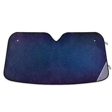 Imagem de Céu azul escuro com glitter estrelas para-brisa de carro, persiana de janela de carro, proteção solar para carro, caminhão, SUV, acessórios de verão para carro