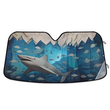 Imagem de Para-brisa de carro de tubarão tridimensional, escudo térmico de carro, persiana de janela para carro, caminhão, SUV