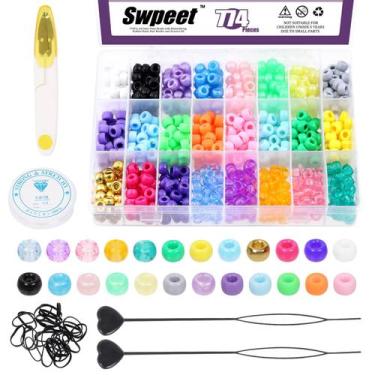 Imagem de Kit de miçangas para tranças de cabelo Swpeet 774 unidades, 24 cores c