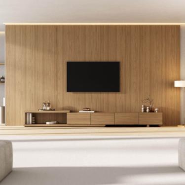 Imagem de Rack Extensível com Painel para Tv até 86 Polegadas Liso 400x230cm Aruá Cabecasa Madeiraoriginals Jatoba