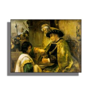 Imagem de Rembrandt Canvas Wall Art - Pilates Washing His Hands Posters - Renascença - Pintura a óleo retrato - Móveis elegantes e itens decorativos para banheiros, quartos e cozinhas. Sem moldura. 12x16in