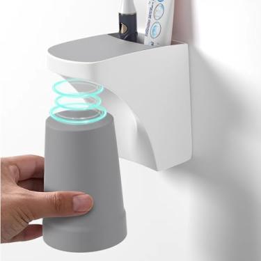 Imagem de Suporte de escova de dentes para escova de dentes de banheiro e suporte de pasta de dente de copo único, design de secagem rápida, copo único (1 xícara