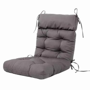 Imagem de BAHULA Almofada para cadeira de pátio ao ar livre, almofada de cadeira de encosto alto com 4 laços de cordas, almofadas de assento de jardim confortáveis para cadeiras de balanço internas e externas