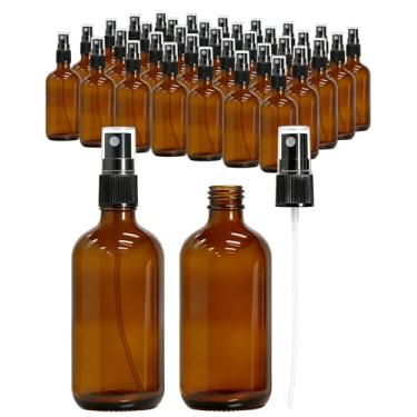 Imagem de KEYWING Pequenos frascos de spray de vidro âmbar para óleos essenciais, mini frascos de spray vazios de névoa fina de 118 ml, recipientes recarregáveis, conjunto de 35