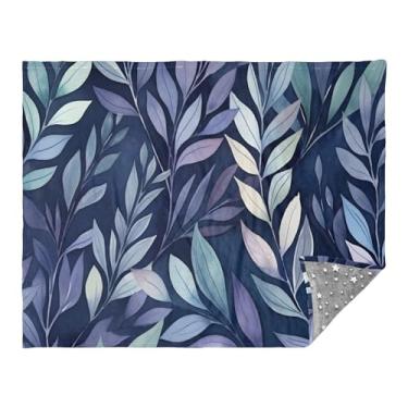 Imagem de CEBUGI Cobertor de flanela quente macio 127 x 178 cm para sofá, cama, escritório, acampamento, viagem, folhas florais para todas as estações