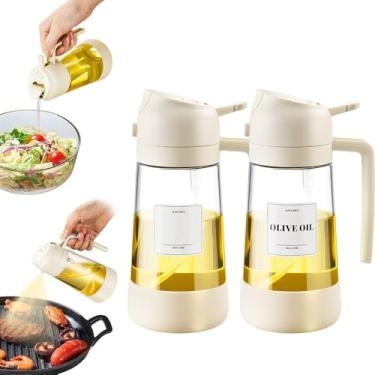Imagem de Garrafa dispensadora de óleo 2 em 1 com pulverizador, garrafa de azeite de oliva de vidro de 500 ml com fundo de silicone para cozinhar, churrasco, fritadeira a ar, salada, assar, branca