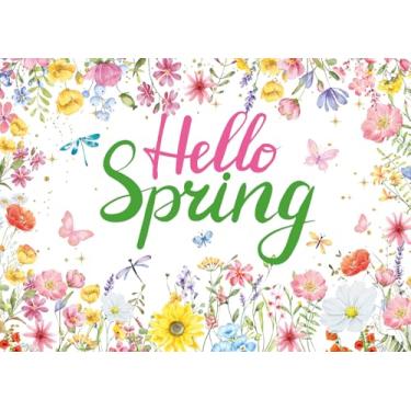 Imagem de Hello Spring Pano de fundo de borboleta com flores coloridas para fotografia, fundo floral de primavera, para aniversário, Páscoa, férias, festas, ambientes internos e externos, suporte fotográfico