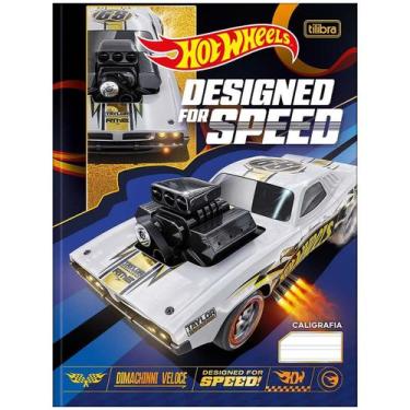 Imagem de Caderno brochura caligrafia capa dura Hotwheels 40 folhas Tilibra, Azu