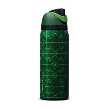 Imagem de Owala Garrafa de água de aço inoxidável isolada Wicked FreeSip com canudo para esportes e viagens, garrafa de água esportiva sem BPA, 946 ml, Elphaba (verde)