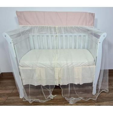 Imagem de Mosquiteiro Com Bandô Cortinado Para Berço Tulle Rosê Nude  - POLYBABY