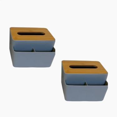 Imagem de Porta LençO de Papel，Material Mdf，Design Elegante e Esteticamente AgradáVel，FáCil de Usar，Adequado para Mesas de Jantar, Salas de Estar e Quartos(2 Cinza)