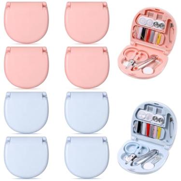 Imagem de EupHHonycs Mini kit de costura de viagem com 10 peças, kit portátil de caixa de costura de viagem, ferramenta de costura de emergência pequena portátil com tesoura de agulha e linha para viajantes