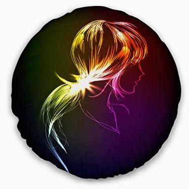 Imagem de Designart Illuminating Fractal Girl s Head' Abstract Throw Round Living Room, Sofá, Almofada de Alta Qualidade + Capa de Almofada Impressa em ambos os lados 40 cm