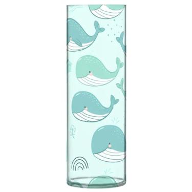 Imagem de CEBUGI Vaso de flor de baleia 10 cm x 30 cm Vaso cilíndrico para flores, vaso transparente inquebrável para decoração de casa de festa de casamento