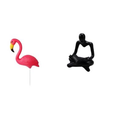 Imagem de Whtkoph Escultura de Flamingo em Estaca para Jardim de Fadas, Ornamento Abstrato, Estátua de Pensador, Artesanato para Decoração de Sala de Estar Na Primavera