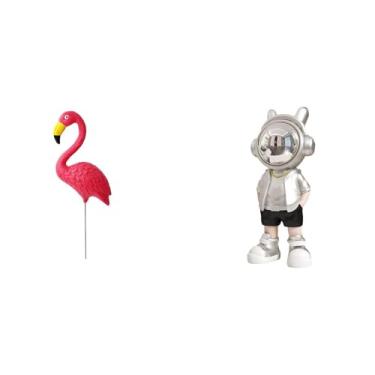 Imagem de Whtkoph Estátua de Pássaro, Figura Decorativa para Jardim, Decoração de Pátio de Conto de Fadas, Acessórios de Jardim, Escultura de Flamingo em Estaca