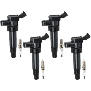 Imagem de YOMALL 4 peças de bobinas de ignição UF611 e 4 peças de bobinas de ignição de irídio para Sonata 2008-2015, Tucson 2010-2015, 2009-2016 Optima 2.0L 2.4, 273003F100 conjunto de peças de reposição