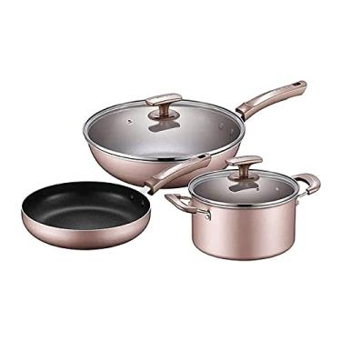 Imagem de Conjunto de panela e frigideira antiaderente, conjunto de panelas de cozinha, frigideiras, frigideiras e panelas com tampas, conjunto de 3 peças, pacote variado